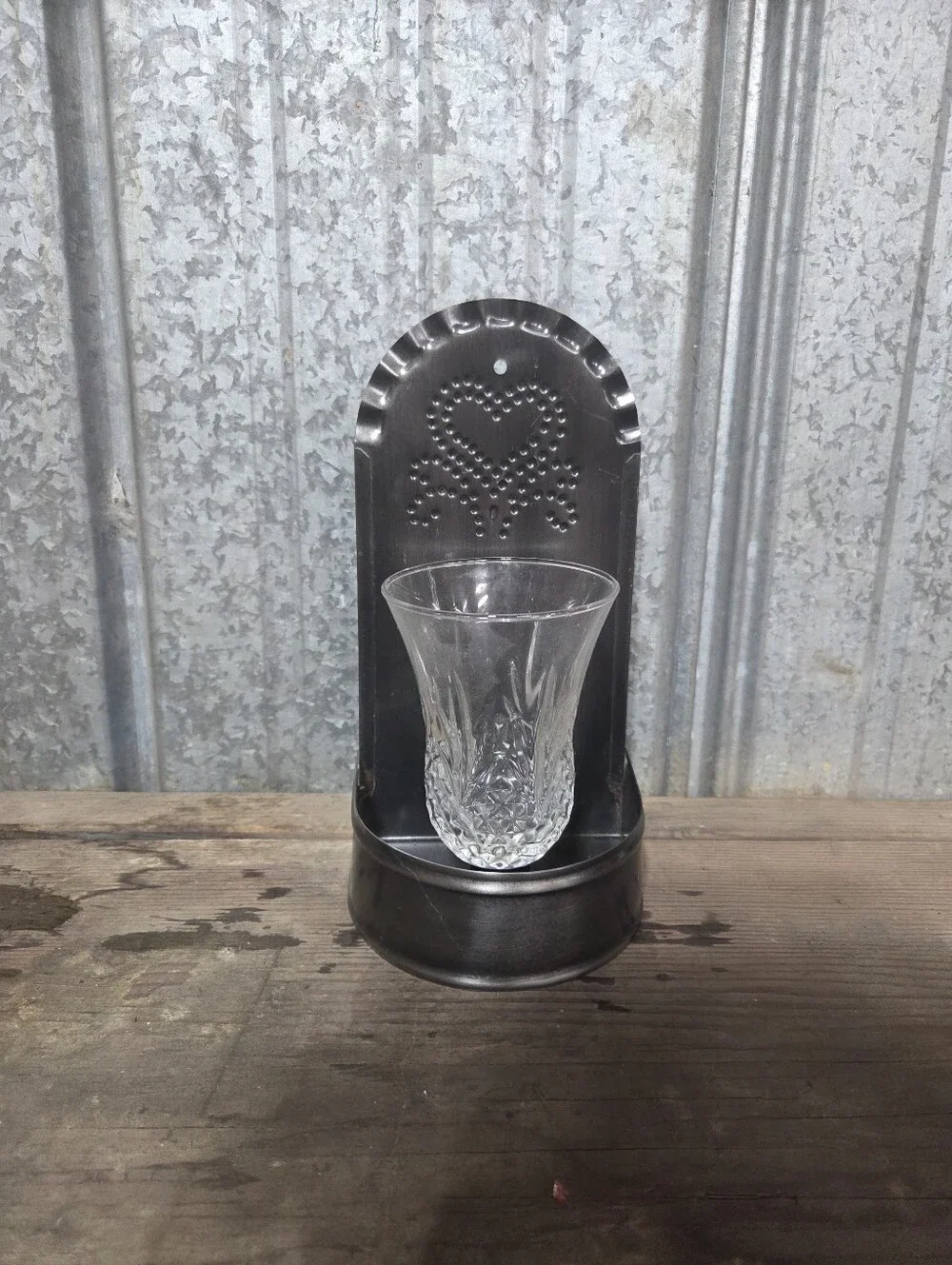 Decorative Metal Wall Sconce with Glass Votive - Black